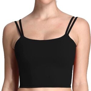 Aoxjox Women's Workout Black Sports Bras Fitness Padded Backless Twist Back